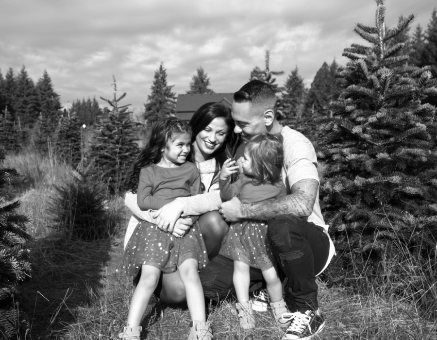 bailey-family-christmas-card-photos-group-photo-xmas-trees-black-and-white